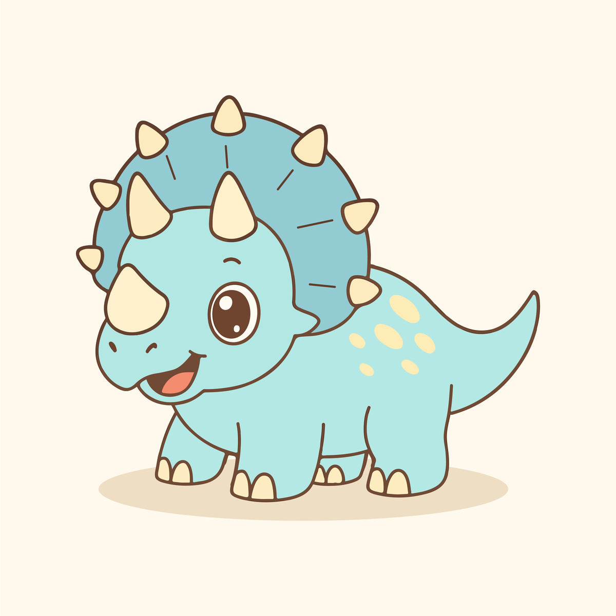 Colored cute drawing of a Triceratops