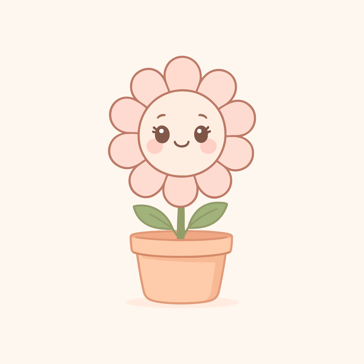 Colored cute drawing of a flower
