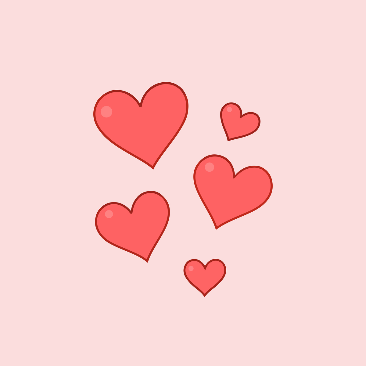 Cute pastel hearts drawing in kawaii style, featuring multiple love hearts in soft colors.