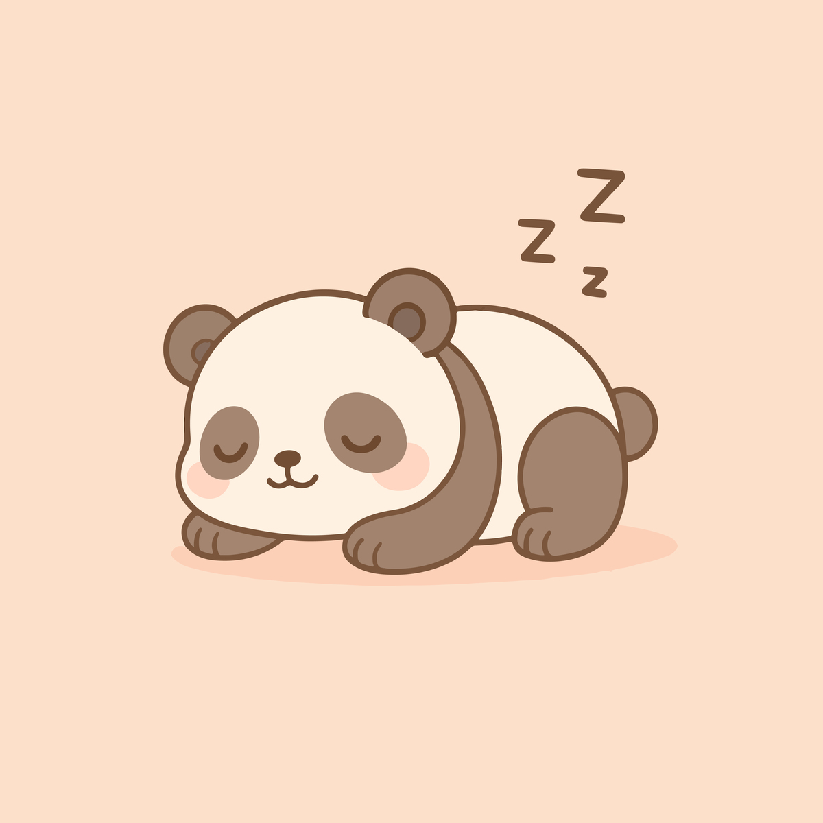 Cute panda drawing of an adorable sleeping panda, free to download as JPEG or PDF, perfect for printing, wallpapers, or art practice in kawaii style.