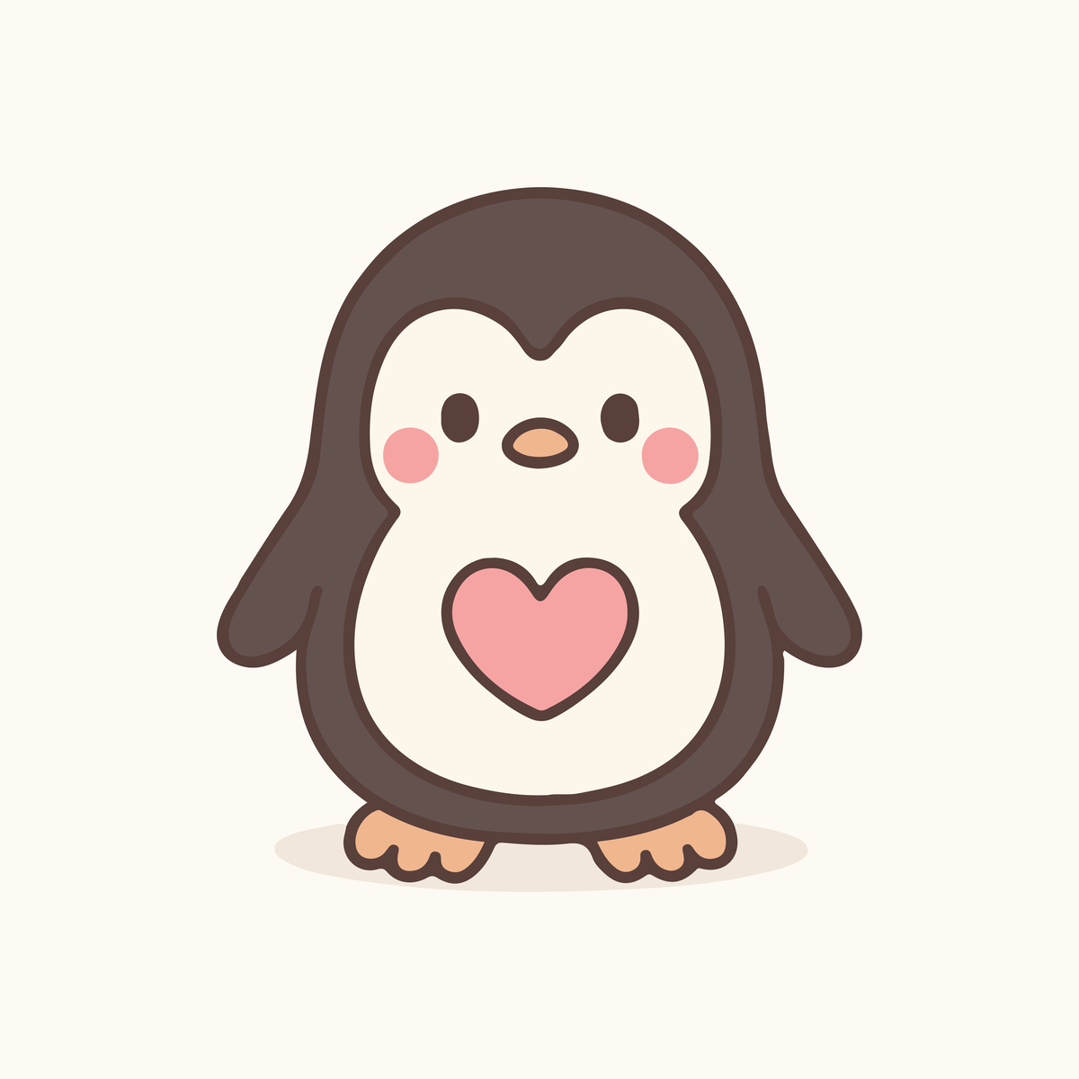 Adorable cute penguin drawing in kawaii style